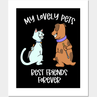 Pets love each other - cat and dog Posters and Art